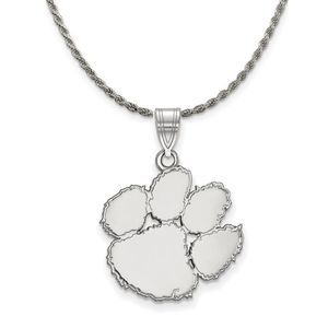 Sterling Silver Clemson U Large Pendant Necklace - 18 Inch